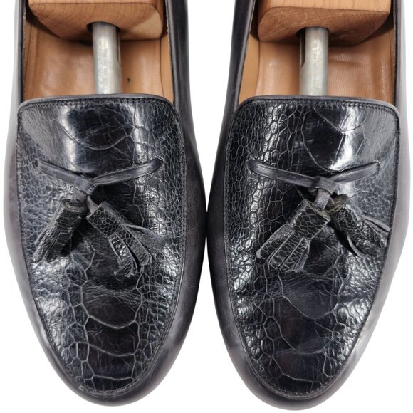 Vintage Salvatore Ferragamo Exotic Ostrich Leg Tassel Dress Loafer Men 9EE Italy - Picture 1 of 11